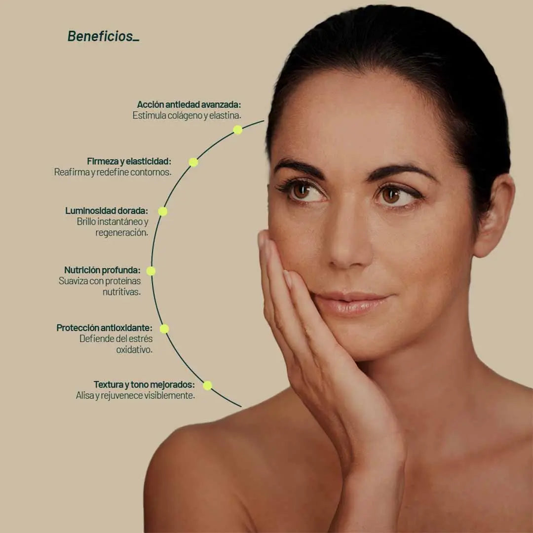 Beneficios del sérum Péptide d’Or de Aetheria: reafirma, suaviza líneas de expresión y mejora la luminosidad con péptidos y oro coloidal