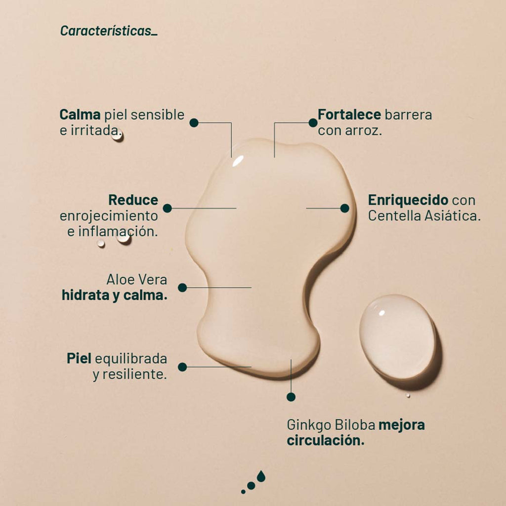 Características del sérum Riz Calm — fórmula ligera y calmante diseñada para piel sensible y rostro delicado