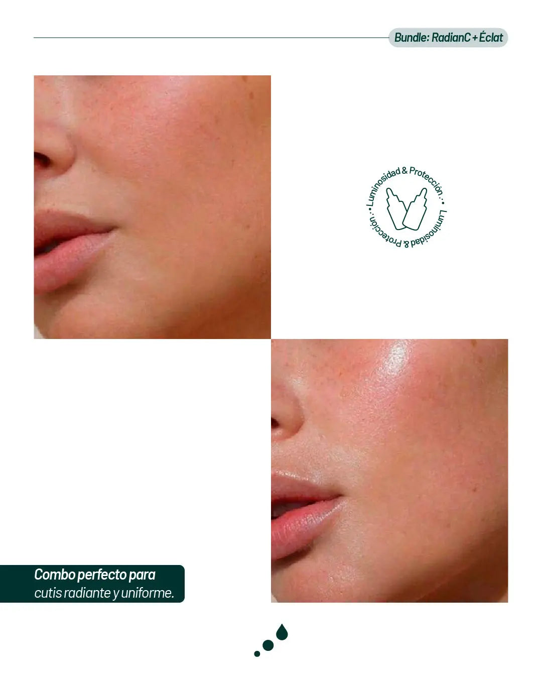 Ritual Piel Radiante y Protegida de Aetheria con elixires RadianC y Éclat, rutina de día y noche para una piel luminosa y protegida.